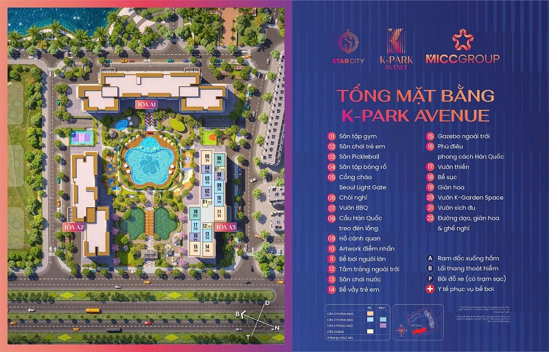 Mặt bằng chi tiết tòa A3 - Phân khu căn hộ The K Park Vin Thanh Hóa