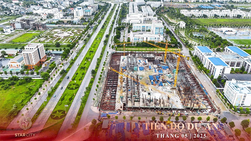 Tiến độ xây dựng tháng 5/2025 phân khu căn hộ cao cấp tại Vinhomes Thanh Hóa