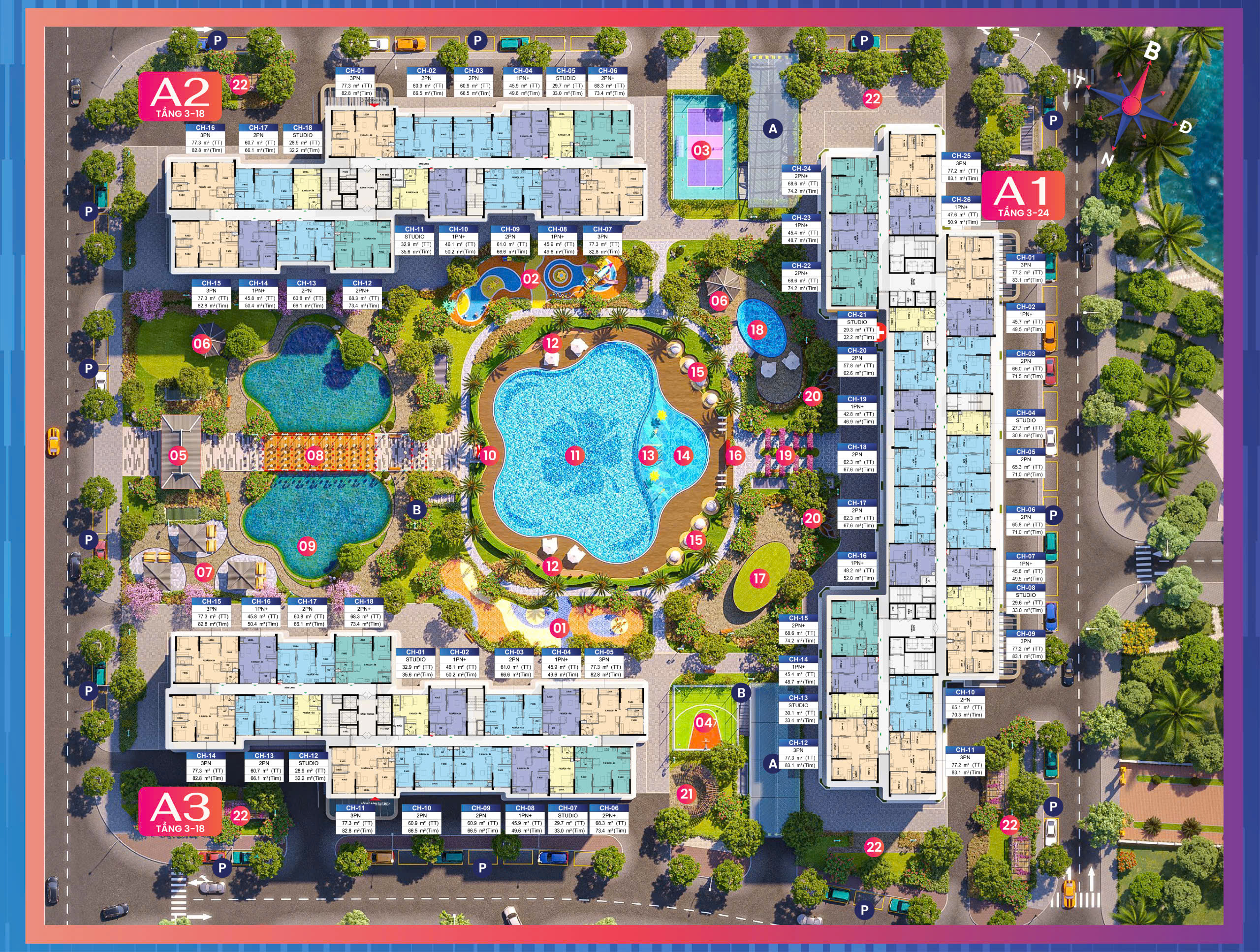 mặt bằng tổng thể phân khu căn hộ The K-Park Avenue Vinhomes Thanh Hoá