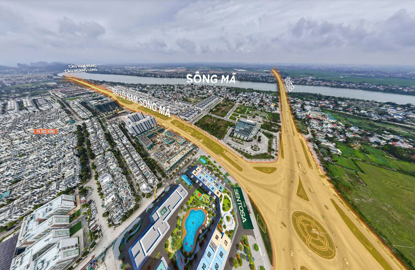 tầm view tòa S1 The Sentosa nhìn thẳng sông Mã