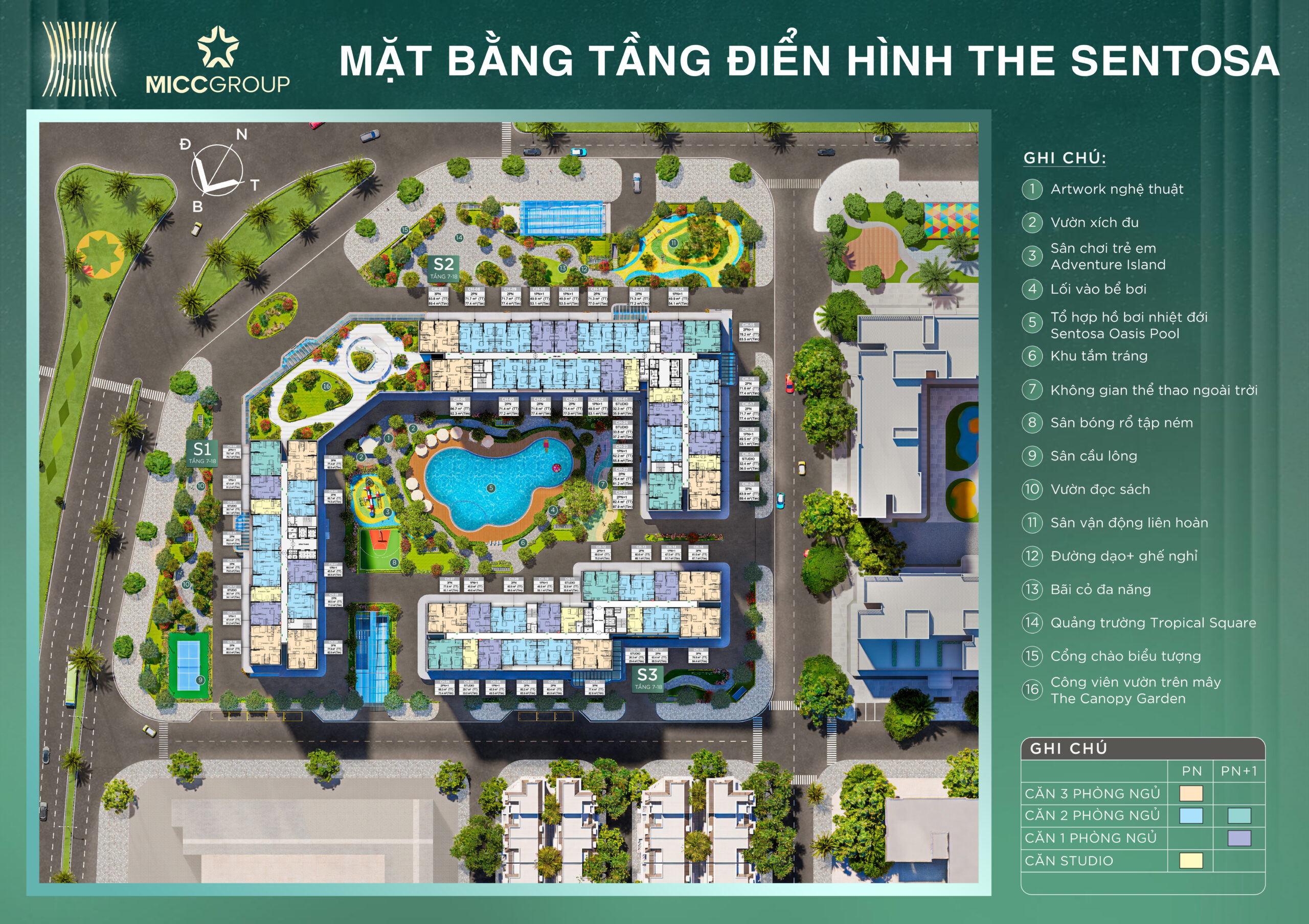 tổng mặt bằng chi tiết phân khu căn hộ The Sentosa, Vinhomes Thanh Hóa