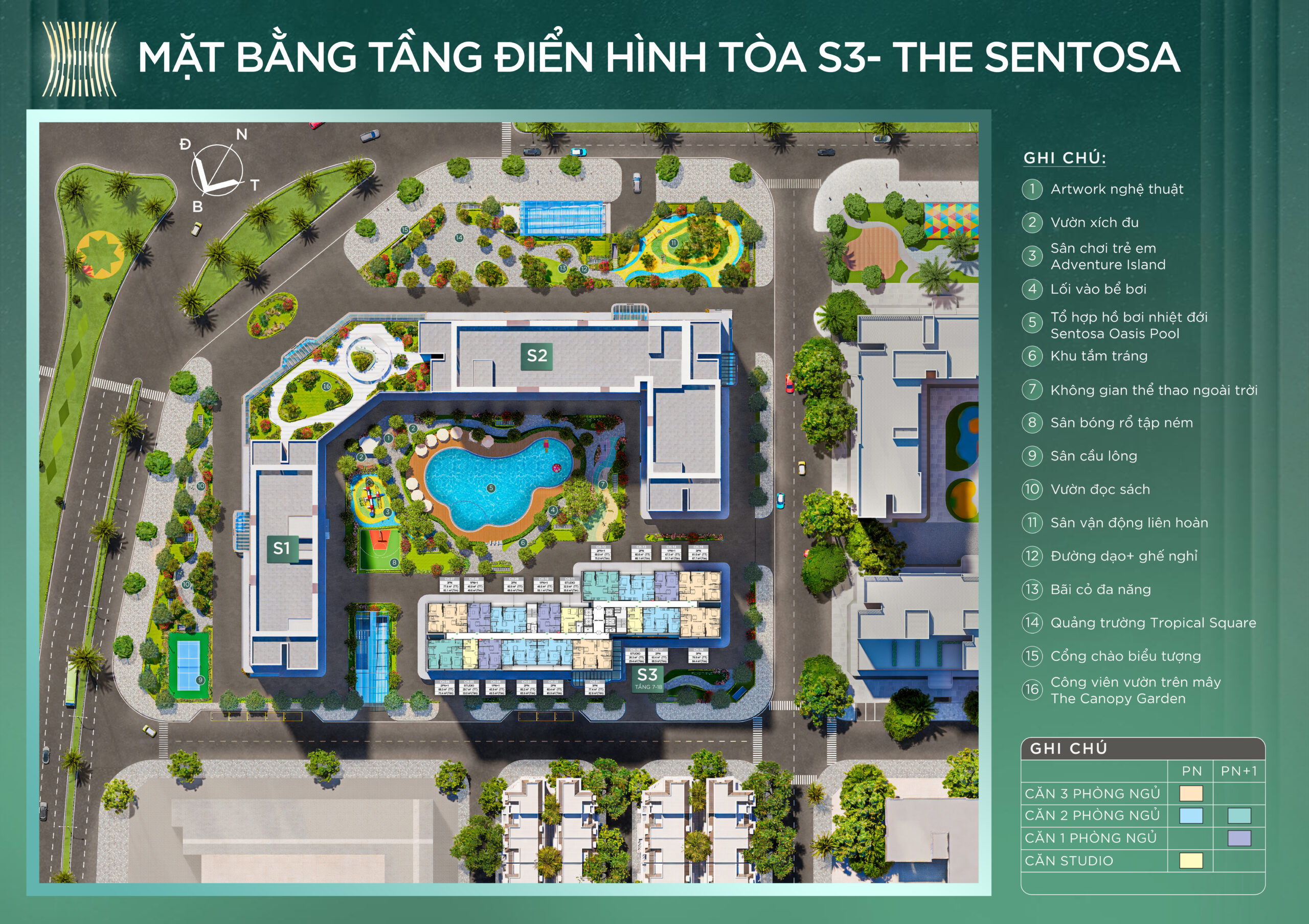 Mặt bằng chi tiết tòa S3 The Sentosa